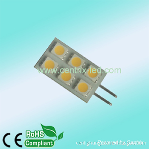 6pcs smd5050 1.2W with CE&ROHS G4 led 220V lamp